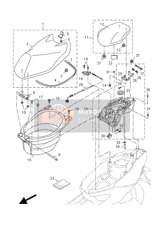 Yamaha NS50 2015 Posto A Sedere & Vettore per un 2015 Yamaha NS50